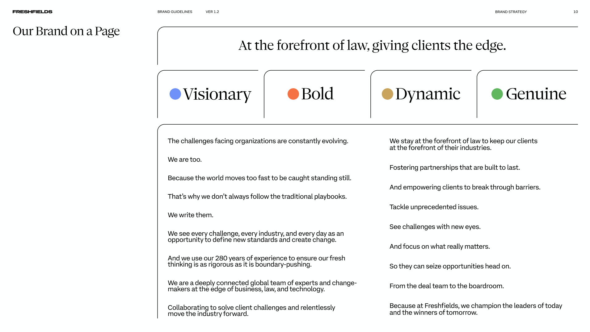 Freshfields brand platform: at the forefront of law, giving clients the edge
